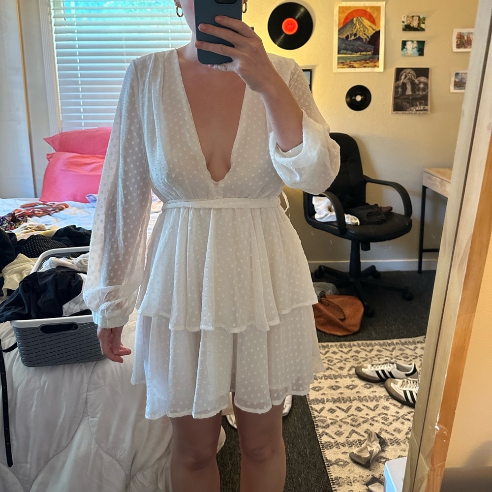 Lioness White Polka Dot Dress